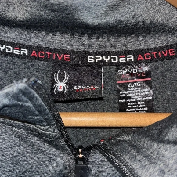 Spyder Quarter Zip Pullover Athletic Shirt Gray Black Detail